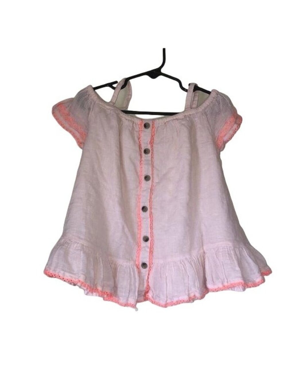 Studio Max Kids Top Off Shoulder Pink Buttons 4T